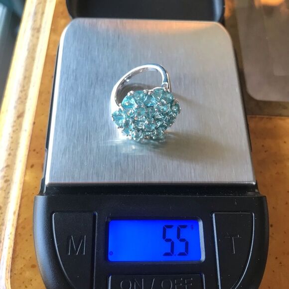 Natural Blue Apatite Sterling Silver Ring Size 5 - Picture 7 of 9